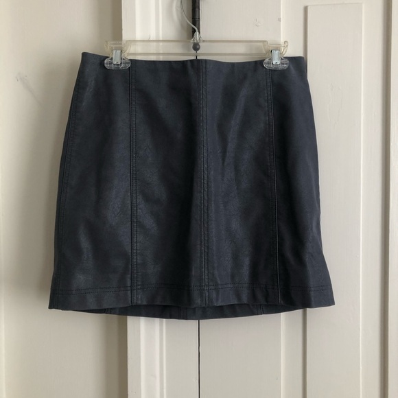 Free People Slate Grey Vegan Suede Mini Skirt - Picture 1 of 4